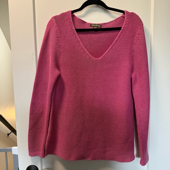Tommy Bahama 100% Cotton V-Neck Knit Crochet Sweater Pink Pullover Oversized M‎ - Picture 1 of 5